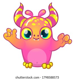 Funny cartoon monster. Vector illustration of cute monster creature