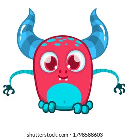 Funny cartoon monster. Vector illustration of cute monster creature