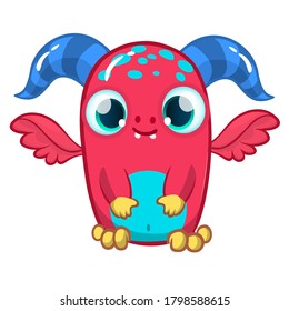 Funny cartoon monster. Vector illustration of cute monster creature