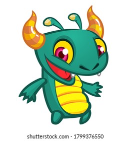 Funny cartoon monster. Vector illustration of cute monster creature