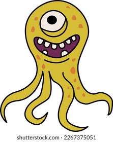 Funny Cartoon Monster. Vector Illustration of a Funny Monster on a White Background