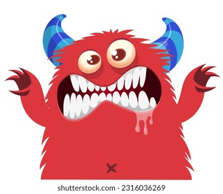 Funny cartoon monster. Vector illustration for Halloween isolated on white