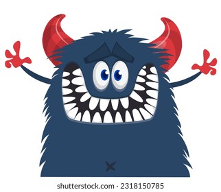 Funny cartoon monster. Vector illustration for Halloween isolated on white