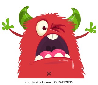 Funny cartoon monster. Vector illustration for Halloween isolated on white