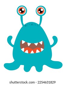 Funny cartoon monster. Vector illustrations.