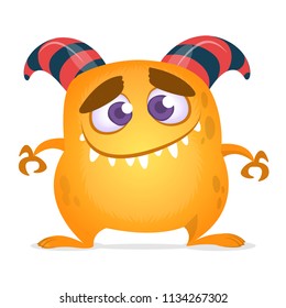 Funny cartoon monster. Vector orange monster illustration. Halloween design