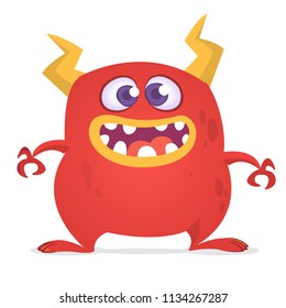 Funny Cartoon Monster Vector Red Monster Stock Vector (Royalty Free ...