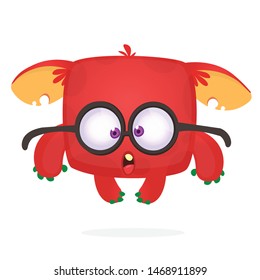 Funny  cartoon monster wearing eyeglasses. Vector illustration