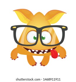 Funny  cartoon monster wearing eyeglasses. Vector illustration