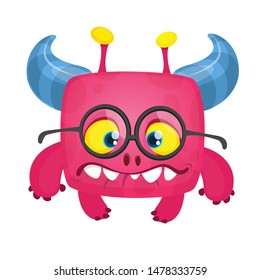 Funny  cartoon monster wearing eyeglasses. Vector Halloween illustration