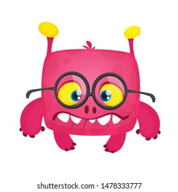 Funny  cartoon monster wearing eyeglasses. Vector Halloween illustration