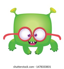 Funny  cartoon monster wearing eyeglasses. Vector illustration