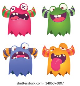 Funny cartoon monsters. Halloween vector illustration