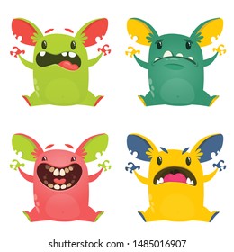 Funny cartoon monsters set. Halloween vector illustration