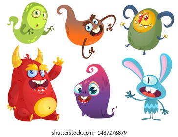 Funny cartoon monsters set. Halloween design