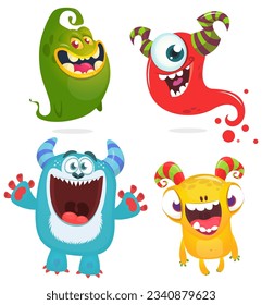 Funny cartoon monsters set. Halloween vector illustration