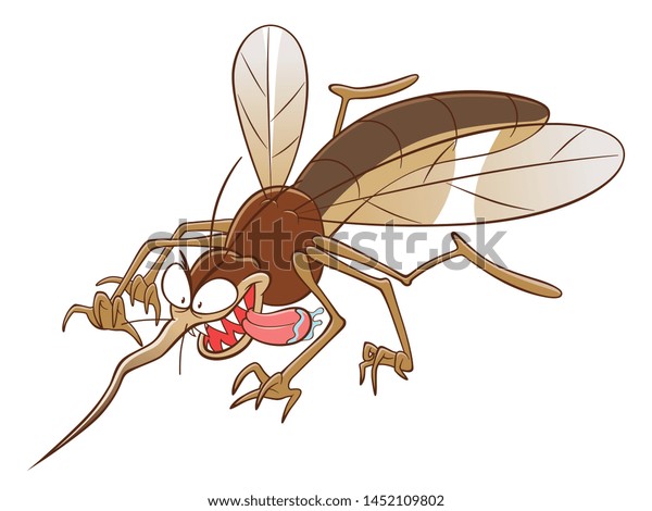 Funny Cartoon Mosquito Attacks Vector Illustration Stock Vector ...