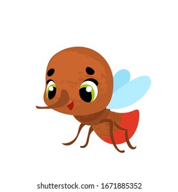 Funny cartoon mosquito. Vector illustration for t-shirt prints, children books, posters, stickers or decor