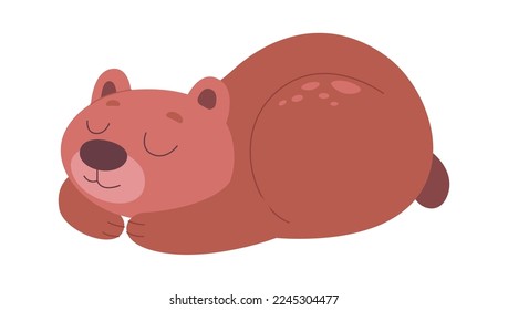 Funny cartoon mother bear flat icon Cute animal. Vector illustration