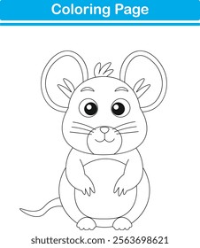 Funny cartoon mouse. Coloring pages. Vector illustration