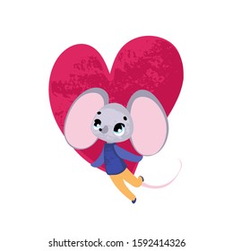 Funny cartoon mouse. Vector illustration for t-shirt prints, greeting cards, posters, stickers or decor