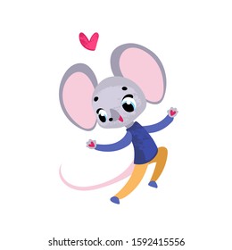 Funny cartoon mouse. Vector illustration for t-shirt prints, greeting cards, posters, stickers or decor