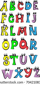 Funny cartoon multicolor alphabet. Vector illustration.