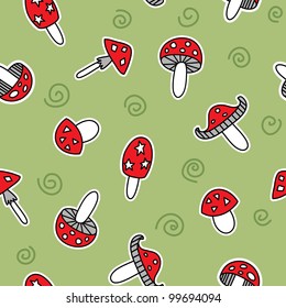 Funny cartoon mushrooms pattern