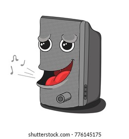 funny cartoon musical speaker vector illustration