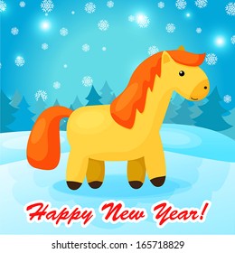 Funny Cartoon New Year  Horse