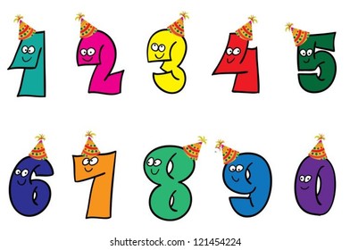 Funny cartoon numbers
