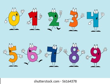 Funny Cartoon Numbers Set