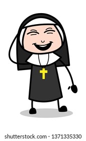 Funny - Cartoon Nun Lady Vector Illustration﻿