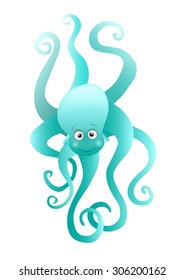 Blue Octopus Cartoon Character Big Round Stock Vector (Royalty Free ...