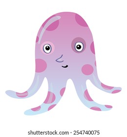 Funny cartoon octopus or an alien monster or Kraken