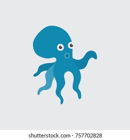 Funny cartoon octopus on white background