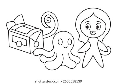  Funny cartoon octopus vector art, a playful child's drawing icon