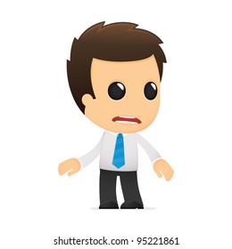 funny cartoon office worker in various poses for use in advertising, presentations, brochures, blogs, documents and forms, etc.
