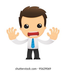 funny cartoon office worker in various poses for use in advertising, presentations, brochures, blogs, documents and forms, etc.