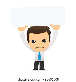 funny cartoon office worker in various poses for use in advertising, presentations, brochures, blogs, documents and forms, etc.