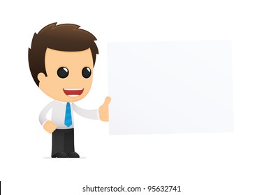 funny cartoon office worker in various poses for use in advertising, presentations, brochures, blogs, documents and forms, etc.