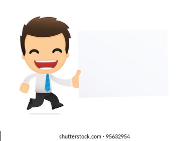 funny cartoon office worker in various poses for use in advertising, presentations, brochures, blogs, documents and forms, etc.