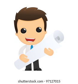 funny cartoon office worker in various poses for use in advertising, presentations, brochures, blogs, documents and forms, etc.