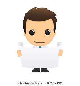 funny cartoon office worker in various poses for use in advertising, presentations, brochures, blogs, documents and forms, etc.