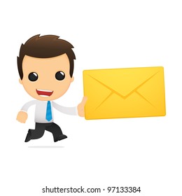 funny cartoon office worker in various poses for use in advertising, presentations, brochures, blogs, documents and forms, etc.