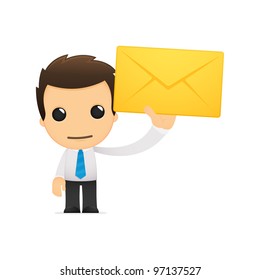 funny cartoon office worker in various poses for use in advertising, presentations, brochures, blogs, documents and forms, etc.