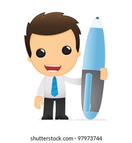 funny cartoon office worker in various poses for use in advertising, presentations, brochures, blogs, documents and forms, etc.