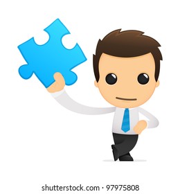 funny cartoon office worker in various poses for use in advertising, presentations, brochures, blogs, documents and forms, etc.