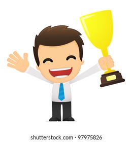 funny cartoon office worker in various poses for use in advertising, presentations, brochures, blogs, documents and forms, etc.
