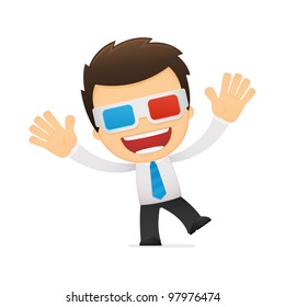 funny cartoon office worker in various poses for use in advertising, presentations, brochures, blogs, documents and forms, etc.
